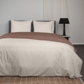 Superieur Katoenen Dekbedovertrek Taupe/Creme