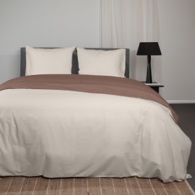 Superieur Katoenen Dekbedovertrek Taupe/Creme
