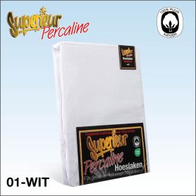 Wit katoenen percaline hoeslaken superieur.