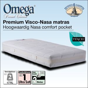 Luxe OMEGA 7-Zone MicroPocketveer Matras met nasa Traagschuim afdeklagen 24cm hoog.