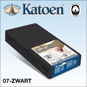 Split Topper Katoen Hoeslaken Zwart