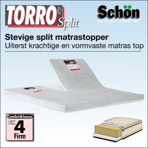 Extra stevige matras topper in de split uitvoering Torro.